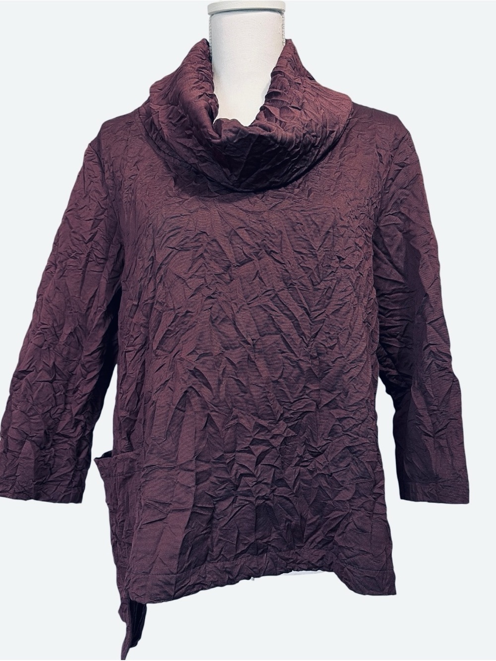 Porto San Francisco plum crinkled cowl-neck top Size 2 or Medium
